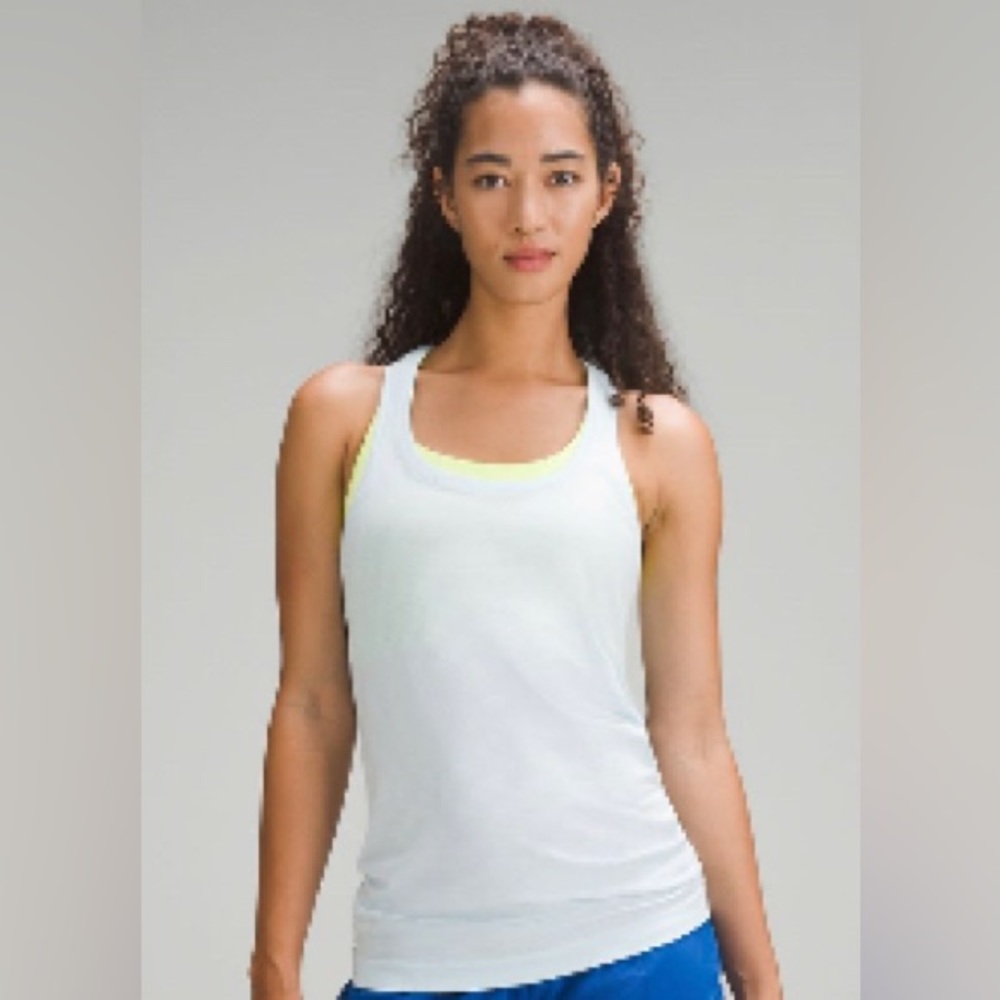 This is the lulu powder blue Swifty Racerback tank top size 8